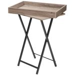 HOOBRO Folding TV Tray Table for Eating, Snack Dinner Side Table with Removable Serving Tray, Foldable Bedside Occasional Coffee Table, Laptop Table for Small Space, Greige and Black EBG29BZ01