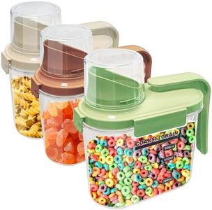 Cereal Containers Storage Airtight Food Storage Containers with Lids Plastic Small Cereal Dispenser with Pour Spout, Pantry Organization and Canister for Rice, Dry Food , Sugar & Flour, 0.8L 3 Pack
