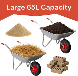 KCT 65L Steel Wheelbarrow – Heavy Duty Garden Cart