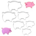 EMAGEREN 6 Pieces Cookie Cutters Farm Pig Cutters Set Pig Shaped Biscuit Molds Stainless Steel Metal Molds Cutters Fondant Cake Cookie Cutter Sandwich Cutter for Kitchen Baking Birthday Christmas