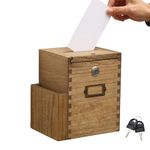 KIRIGEN Wooden Suggestion Box Donation and Ballot Box Wall Mounted Comment Collection Box with Lock and 2 Keys for School, Office, Hospital Dark Brown