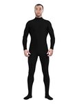 Aniler Men's and Women's Spandex Zentai Costume Bodysuit Stretch Halloween Unitard Party Cosplay Body Suit, Black, XX-Large