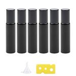 NewZoll 6Pcs Glass Roller Bottles, 10ml UV Coated Glass Roller Bottles with Stainless Steel Roller Ball, Roll-on Bottles Vials for Essential Oil Perfume, Black Metallic Caps