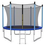 COSTWAY Outdoor Trampoline, 8FT 10FT 12FT Round Trampolines with Safety Enclosure Net, Ladder, Padded Poles, Weatherproof Combo Bounce Trampoline for Kids Adults (10FT, Internal-Net)