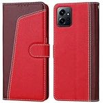 Diktoto Phone Case for Xiaomi Redmi Note 12 4G, Leather Flip Wallet Folio Book Protective Cover for Redmi Note 12 4G, Red