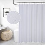 LinTimes Washable Waffle Bathroom Curtains Quick-Drying Shower Curtains Anti Mould Bathtub Curtain White Extra Long Shower Curtains, 72x96 inches