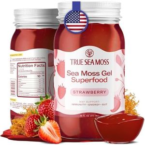 TrueSeaMoss Wildcrafted Irish Sea Moss Gel - Made with Premium Sea Vegetables - Vegan-Friendly, Supports Digestive Health - Made in USA (Strawberry, Pack of 1)