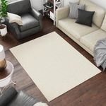 Sweet Home Stores Cozy Shag Collection Solid Shag Rug Contemporary Living & Bedroom Soft Shaggy Area Rug, 60" L x 84" W, Cream