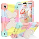 DUEDUE for Samsung Galaxy Tab A7 Lite 8.7” Case Butterfly Wings Kickstand Heavy Duty Shockproof Cute Full Protective Tablet Cover Cases for Galaxy Tab A7 Lite 8.7 2021 Kids, Rainbow/Pink