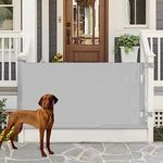 Sulishang Retractable Baby Gate 33"x118"- Safety Mesh Baby Gate/Dog Gate, 33inch Tall and Extends up to 71inch Wide for Stairs, Doorways, Hallways, Banisters Indoor and Outdoor (Grey)