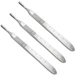 3 Pcs Stainless Steel Scalpel Handle No #3 Cutting Tool Surgical, Sign, Craft, Card Making Cutter, Podiatry, Dental