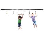 VIXERA Ninja Warrior Obstacle Course for Kids, Slackline Double Exciting Obstacles Cargo, Wooden Gymnastic Ring Monkey Bars Ninja Course for Kids, Physical Exercise Tools, Indoor Outdoor Garden