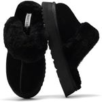 Project Cloud Slippers for Women - 100% Genuine Suede Womens platform slippers for women - Memory Foam Clogs for Women - mules for women 2024 - Women Footwear Christmas Slippers (Viki, BLK, 7.5)