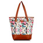 Lychee bags Women Canvas Print Blue Classic Tote Bag (Beige)