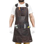 Zytrus Leather Apron, Heavy Duty Leather Tool Apron for Men & Women, Leather Work Shop Apron with Adjustable Straps, Multiple Pockets - Comfortable for Carpenters, Painters, Mechanics