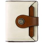 BOSTANTEN Womens Wallets Vegan Leather Ladies Small Wallet Purse RFID Blocking Bifold Zipper Pocket Wallet Card Case with ID Window Beige