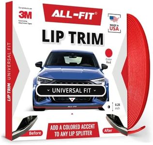 All-Fit Automotive Lip Trim – Universal Fit for Style & Protection – Flexible, Durable Accent for Splitters, Air Dams, & Spoilers – Easy-to-Install Automotive Exterior Accessories (¼” W x 10’ L, Red)