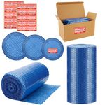 2-Pack Bubble Cushioning Wrap Rolls for Packing Moving Shipping,12"x 72"ft Total Bubble Packing Wrap with 20 Fragile Stickers,Perforated Every 12",Cushioning Rolls for Moving Bubble Packing Wrap(Blue)