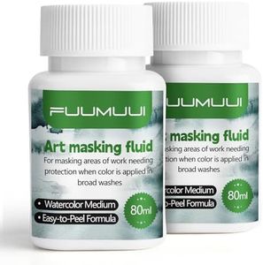 Watercolour Masking Fluid - 80ml (2 Bottles) White Art Masking Fluid for Ink, Watercolor, Gouache Painting & Illustration - Dries Quickly & Easy Removable - Keeps Areas Free of Color and Edges Crisp