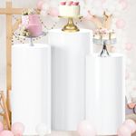 FUHSY Cylinder Pedestal Stands Set of 3 Large Round White Cylinder Stands for Party Cylinder Tables for Party Pedestals Stand Display Cake Plinth Stand Wedding Pillars for Birthday Event Decorations