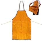 ITODA Cowhide Leather Welding Apron Heavy Duty Welding Apron Heat Resistant Flame Retardant Work Apron Work Shop Apron for Blacksmith Welder Woodworking Craft Garage