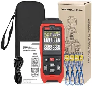 TA612C Thermometer Contact Digital Thermocouple Temperature Tester K/J Thermometer C/F Measuring Tools (TA612C 4Channel)