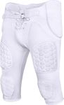 Exxact Sports Youth Integrated Football Pants | Bubble Pro Pads (Youth) (Medium, White with High Rise Hip Pads)