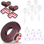 KidDough Baby Nitrile Foam Proofing Kit - 2 Meters Safety Strip For Furniture Edge + 5 Safety Locks + 4 Corner Guards For Sharp Edges + 6 Socket Guards, All-In-One Baby Proofing Products