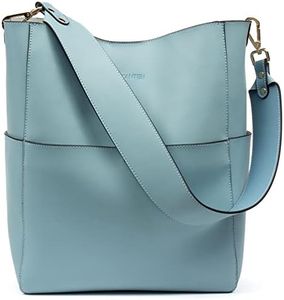 Valentines Day BOSTANTEN Women's Leather Designer Handbags Tote Purses Shoulder Bucket Bags Light Blue