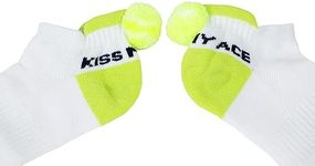 Tennis Socks for Women - Funny Tennis Socks with Tennis Ball Pompom - Great Gift for Tennis Players White, Green One Size, White, Green, One Size