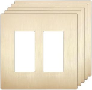 LIDER Matte Finish Double Decorator Switch Cover, Screwless Wall Plate, Mid-Size 2-Gang 4.88" x 4.92", Unbreakable Polycarbonate Thermoplastic, UL Listed, LSWP-32M-BGD5P, Brushed Gold, 5 Pack