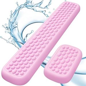 Lekvey Ergonomic Keyboard Wrist Rest - Memory Foam with Massage Points & Waterproof PU Leather Wrist Pad, Carpal Tunnel Support for Office Computer/Gaming, Typing Pain Relief, Easy-Clean(Pink)