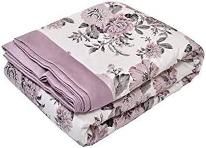 LINENWALAS 300 Tc Cotton Reversible Double Bed Dohar with Silk Border | Soft-Lightweight Blanket -Double (90 X 100) Inches,Boho Mink Floral