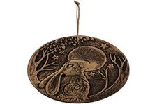 Stunning Copper-Finished Circular Terracotta Plaque - 20cm x 20.5cm (1 Pc) - "Moon Gazing Hare" Design - Perfect for Indoor & Outdoor Display