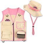 Kidz Xplore Outdoor Adventure Kit for Young Kids - Cargo Vest and Hat Set Backyard Explorer Safari Costume and Dress Up for Park Ranger, Paleontologist, Zoo Keeper Kid and Scavenger Hunt (pink)