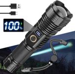 Calyrex Rechargeable Flashlights High Lumens, 250000LM Super Bright LED Flashlight with Zoomable, 5 Modes, IPX7 Waterproof, Powerful Tactical Handheld Flash Light for Camping, Hiking, Emergencies