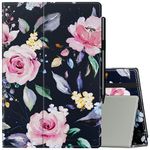 Case for All-New Amazon Fire HD 10 and 10 Plus Tablet (Only Compatible with 11th Generation, 2021 Release) - Slim Fit Folding Stand Cover with Auto Sleep/Wake, Hand Strap and Stylus Loop (Peony)