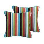 Mozaic Company Sunbrella Indoor/Outdoor Corded Pillows, Carousel Confetti and Canvas Aruba, Set of 2