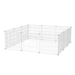 SEVVY - Mesh Pet Cage - Mesh Panels - Pet Playpen - DIY Small Animal Cage for Rabbits, Guinea Pigs, Puppies - Iron (White, 12 Panel)