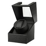 POUILLA Crocodile Texture Automatic Single Watch Winder with Mabuchi Motor Black PU Leather SE0163