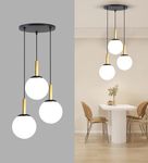 Lyse Decor Ceiling Hanging Light for Living Room Center, Chandelier Pendant Light for Drawing Room Center, Dining Table Round Cluster Hanging Lamp, Decorative Lamps (White Shade)