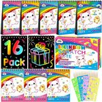 ZMLM Scratch Notebook Party Favors: 16 Pack Rainbow Scratch Art Paper Notepad Kid Toy Art Craft Kit Art Supply for Girls Boys Gift Age 3 4 5 6 7 8 9 10 Years Old Easter Christmas Birthday Present