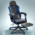 DROGO Onyx Gaming Chair with Premium PU Leather, Armrests, Adjustable Neck & Lumbar Support Pillow | Computer Chair for Study | Ergonomic Office Chair for Work from Home with Footrest & Recline (Blue)