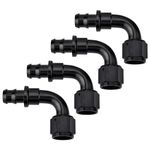 EVIL ENERGY 6AN 90 Degree Push Lock Hose Fitting End Black 4PCS