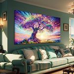 Wall Art Tree of Life Large Landscape Canvas Artwork Picture Modern Canvas Painting Artwork Canvas Prints Wall Decoration for Living Room Bedroom Office Home Wall Decor Framed Ready to Hang 75X150CM