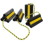 Vacallity Upgrade Rubber Wheel Chocks for Travel Trailers Camper RV Truck Car, Sturdy Heavy Duty Simple Easy to use,Tires Block Stopper Chock with Nylon Rope Yellow Reflective Tape(2set4pack)