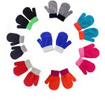 Kid's Boys Girls Winter Warm Magic Gloves -Colorful Stretchy Knit Glovers (8 Pairs)