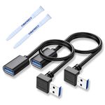 YIMATEECO Right Angle USB3.0 Extension Cable, SuperSpeed USB Male to Female Extender, Extension Cable with USB 90 Degree Adapter, Compatible with USB Flash Drive (Up Angle, 30cm, 2pcs, Black)