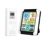 DeWire Wireless Weather Station with 1 Remote Sensor [Supports Upto 3] Digital Touch Screen Hygrometer Thermometer with Backlight, Indoor Outdoor Temperature Humidity Monitor (Weather_station)