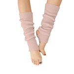 AWOCAN Women Winter Extra Soft Over Knee High Footless Knitted Stirrup Leg Warmers for Yoga Ballet Dance (Nude Pink)